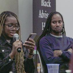 Christabel Okongwu performing her spoken word poem at the Black Awarding Gaps & Decolonisation Forum 2023