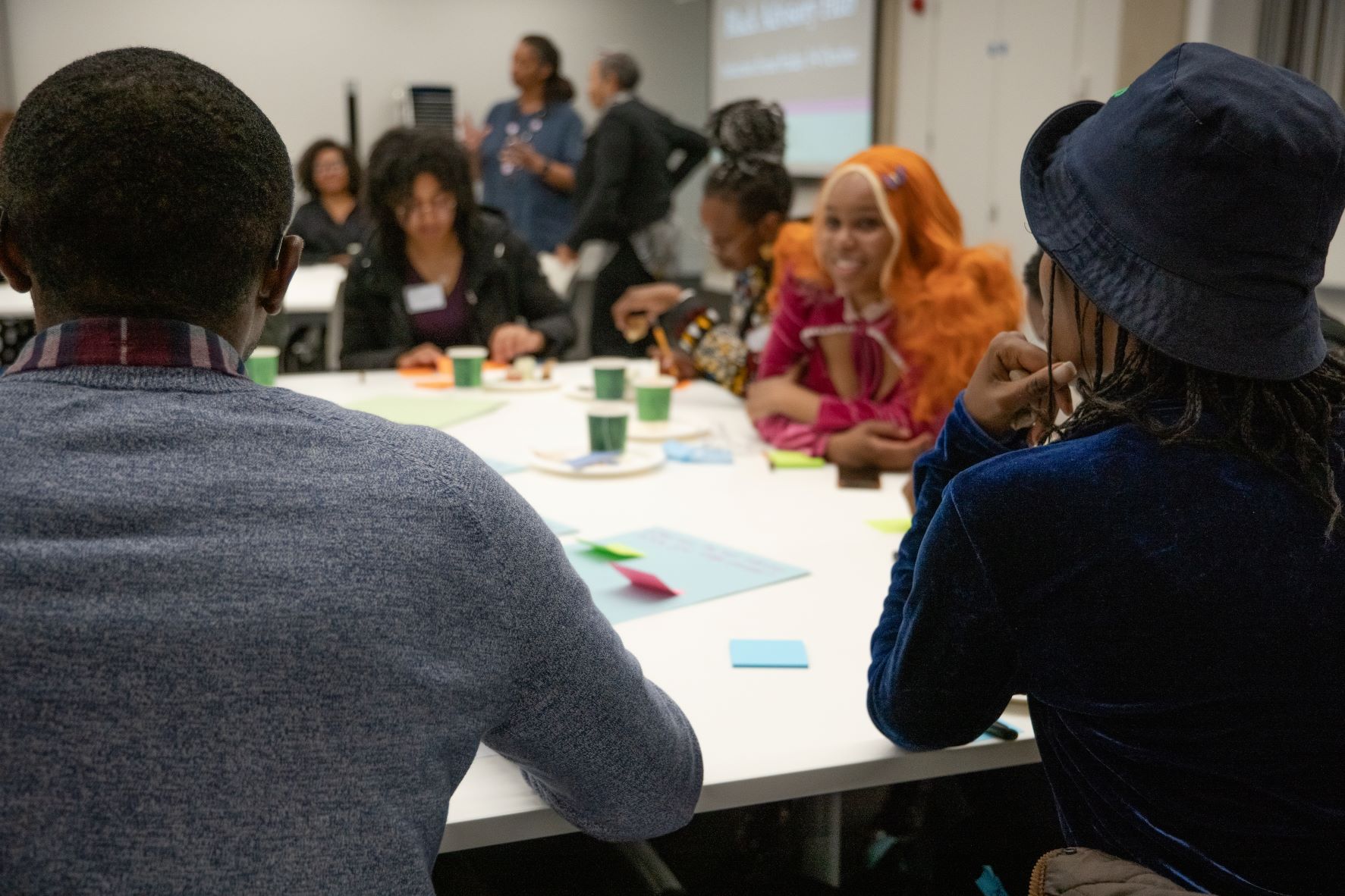 Students chatting at the in-person induction event in 2022 - photo by Shawn Mwenje