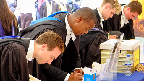 Students signing up for careers activities