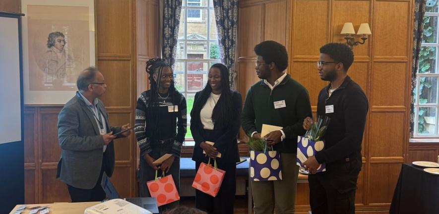 The two winners and two highly commended entrants to the 2024 George Bridgetower Essay Competition, with the PVC for Education at the prizegiving ceremony